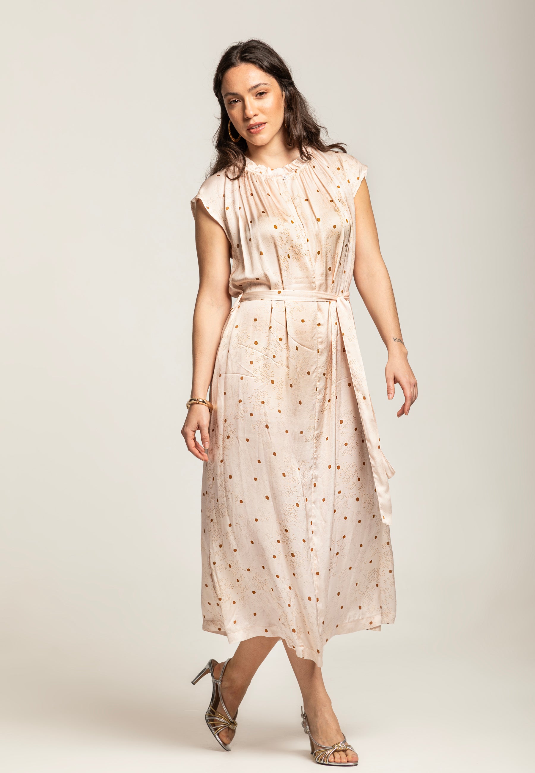 Galadriel Dress Rain Dot Brandy