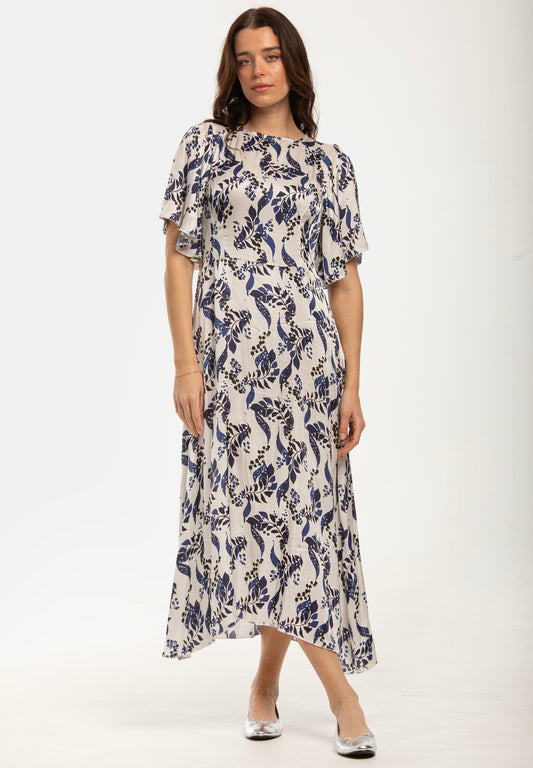 Grace Dress Blue Leaf