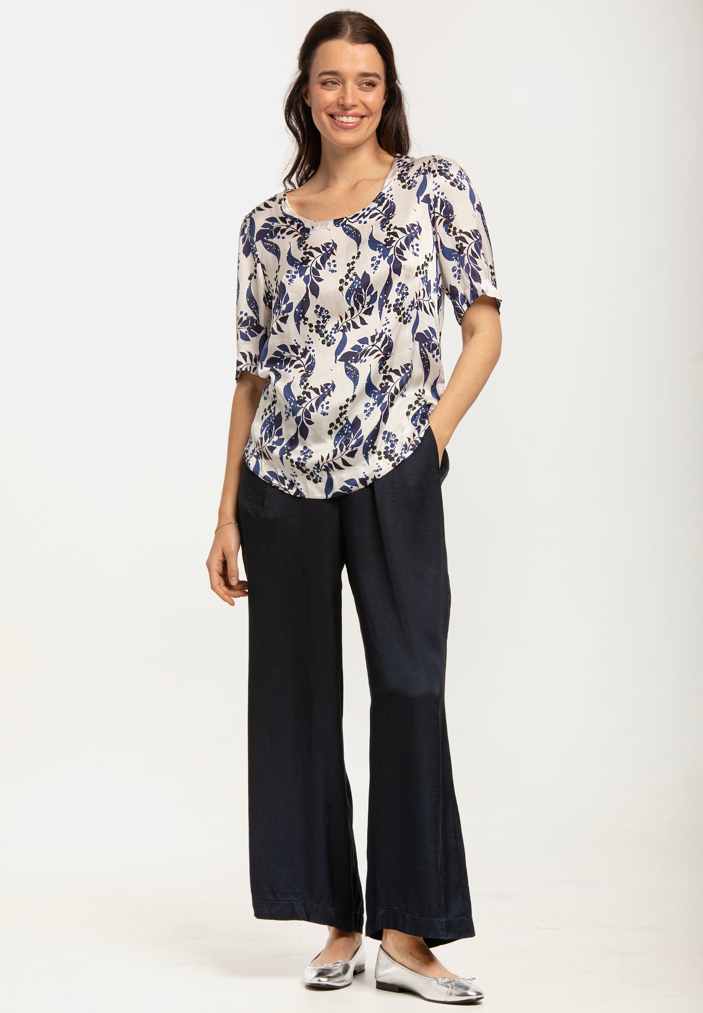 Gemma Blouse Blue Leaf