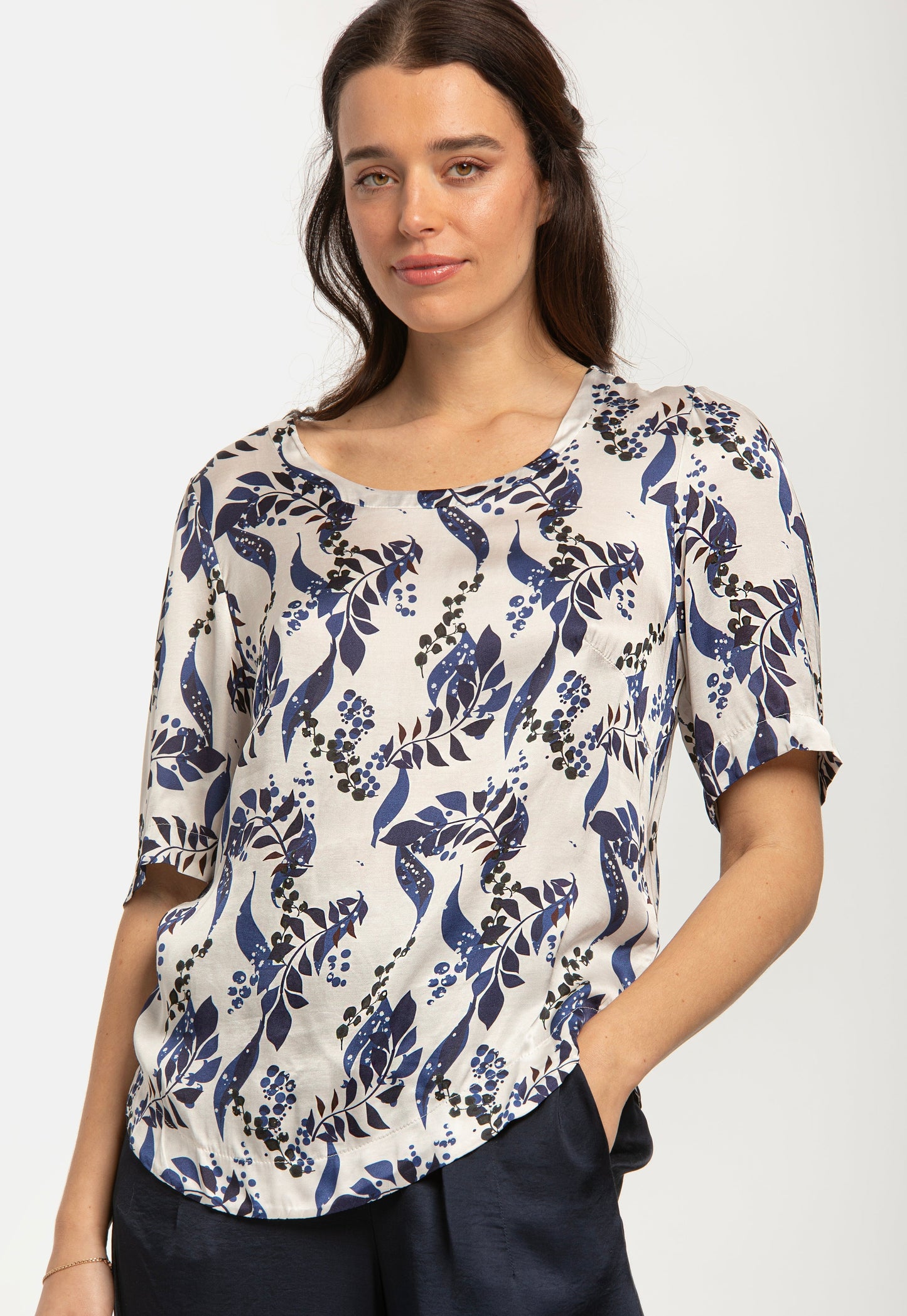 Gemma Blouse Blue Leaf