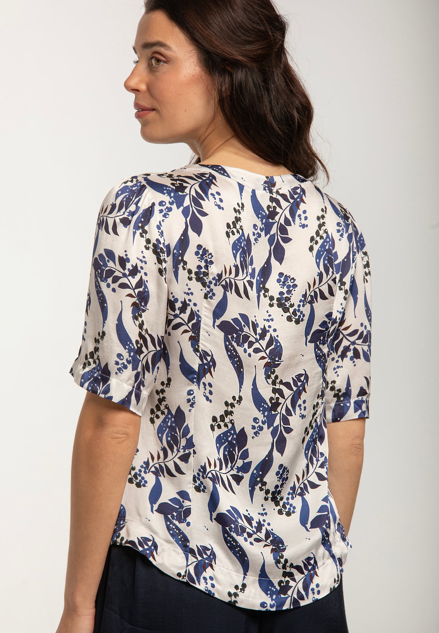 Gemma Blouse Blue Leaf