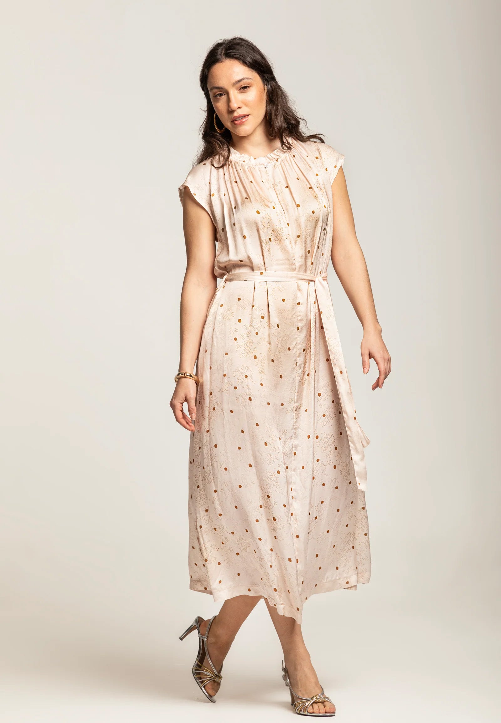 Galadriel Dress Rain Dot Brandy